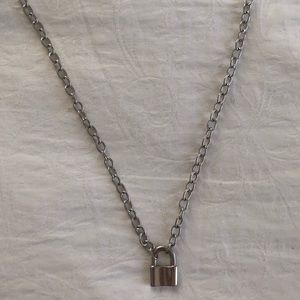 urban outfitters silver lock necklace